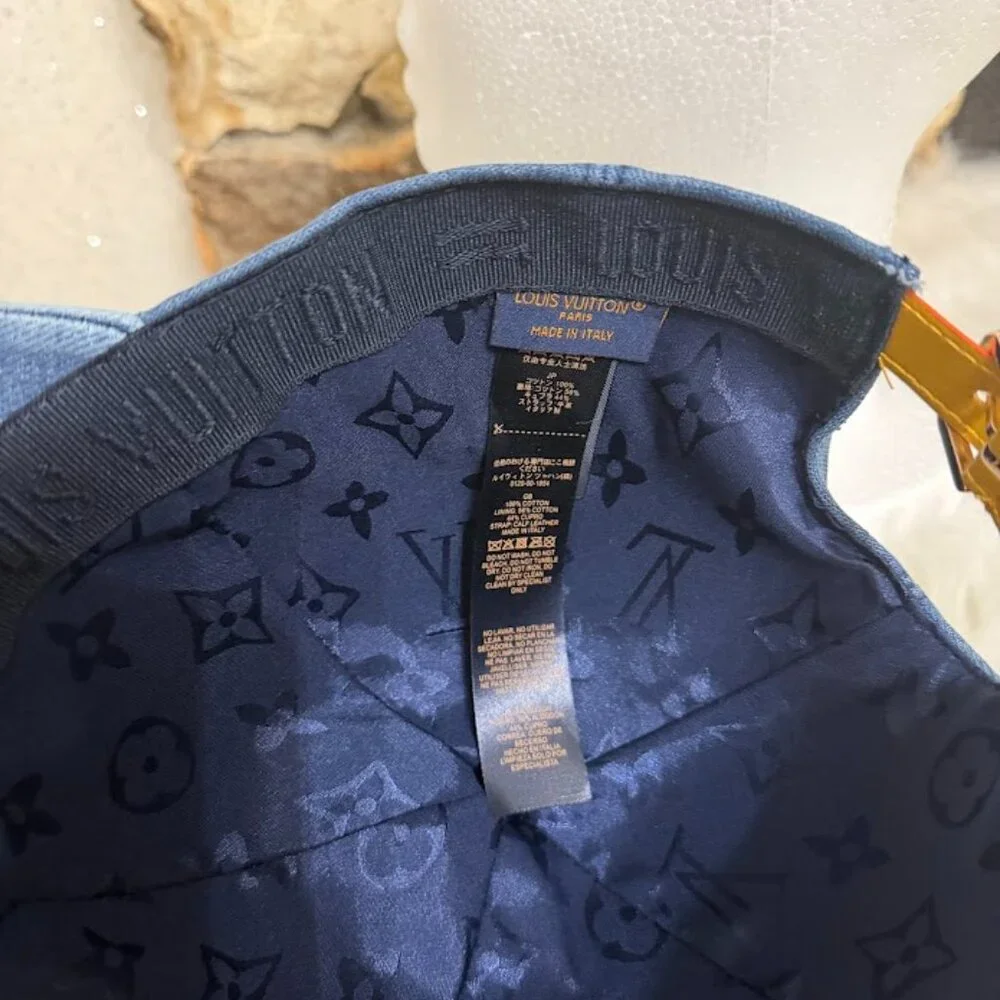 Blue Denim Embossed Pattern Baseball Cap - Picture 5 of 5